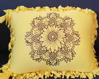 Sunflower Pillow / Sunflower Mandala Pillow / Personalized Pillow / Vintage Sunflower / Soft Jersey Cotton / Dorm Room Decor / Gift for Her