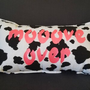 Cow Print Lumbar Pillow  / Snuggle Flannel Pillow / Mooove Over Mooove Closer / Strawberry Cow / Back Support Pillow / Handmade Pillow