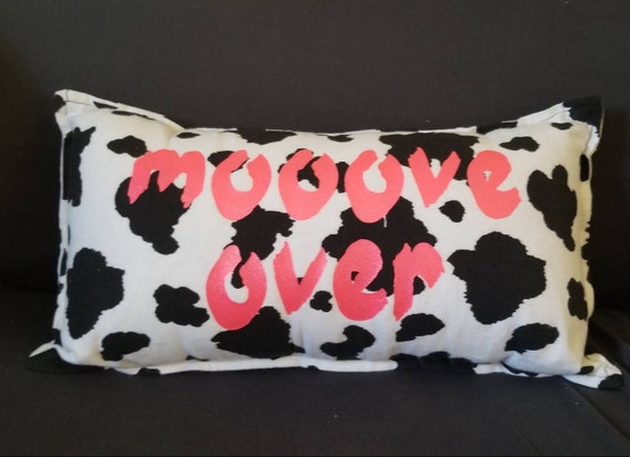 Cow Print Lumbar Pillow  / Snuggle Flannel Pillow / Mooove Over Mooove Closer / Strawberry Cow / Back Support Pillow / Handmade Pillow