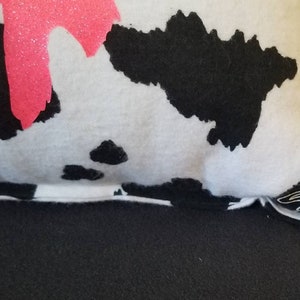 Cow Print Lumbar Pillow / Snuggle Flannel Pillow / Mooove Over Mooove Closer / Strawberry Cow / Back Support Pillow / Handmade Pillow immagine 3