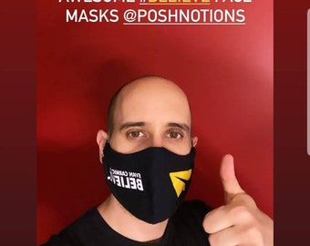 Custom Logo Face Mask Soft Jersey Cotton Covering Your Logo Here Black Jersey Cotton Reusable Comfort Fitted Breathable Personalized Mask