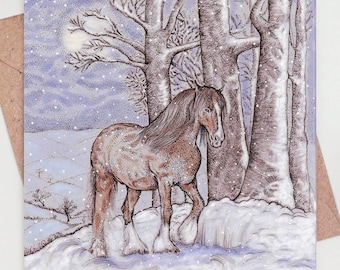 Carte de Noël Shire Horse en hiver