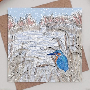 Cartão de Natal Kingfisher in Reeds