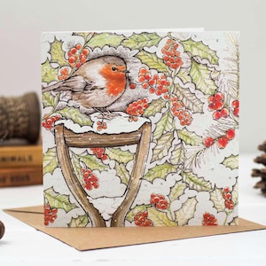 Carte de Noël Robin on a Spade
