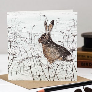 Lot de 10 cartes de voeux de Noël avec un cerf et un lièvre