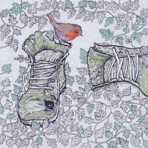 Cartão de Natal Robin on Boots imagem 2