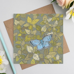 Großer blauer Schmetterling Grußkarte