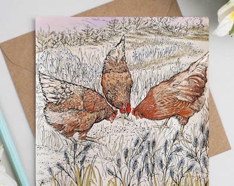 Carte de voeux Poulets