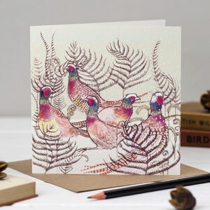 Carte de Noël Faisans de collier
