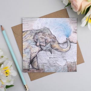 Cartão de felicitações de elefante espirrando imagem 2
