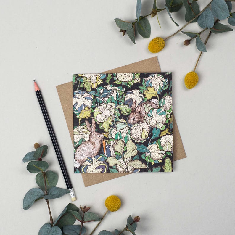 Carte de vœux Lapins dans des choux-fleurs image 2