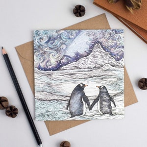 Cartão de Natal de casal de pinguins imagem 2