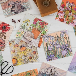 Lot de 10 cartes de voeux florales estivales