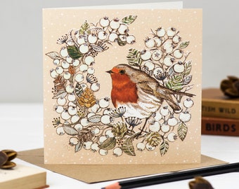 Robin and Wreath Christmas Card