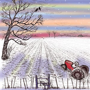 Cartão de Natal Trator na Neve imagem 2
