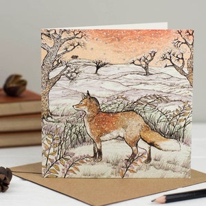 Carte de Noël Renard dans les champs