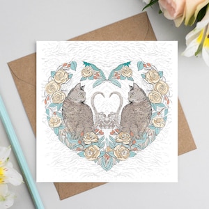 Carte de voeux de mariage de chats