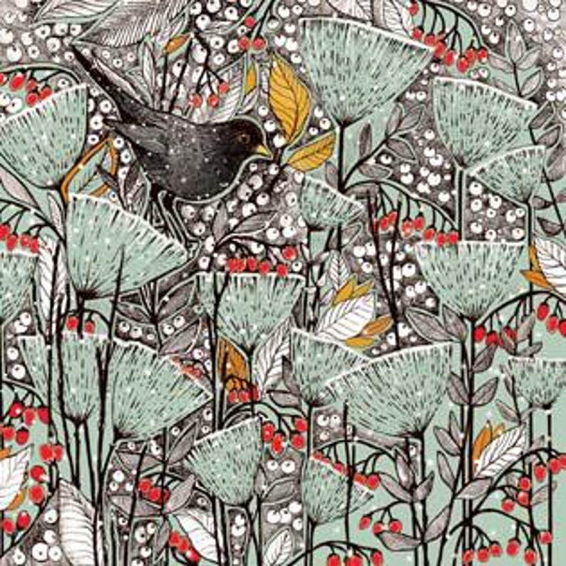 Cartão de Natal Snowy Blackbird imagem 3