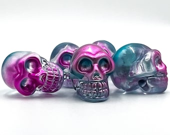 Andara Crystal mini-schedel, roze en blauw, kosmische energievortex #K246