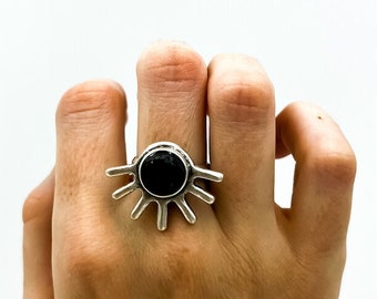 Nuummite Crystal Ring, Adjustable Gemstone Jewelry, Unisex #K267