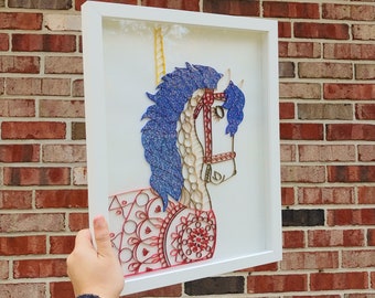 Framed Carousel Horse Quilling 11x14