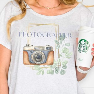 Photographer Women&#39;s Tri-Blend Dolman, watercolor brown camera, scoop neck photography shirt, pretty shirt for photographer, profession tee