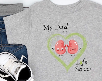 My Dad is a Life Saver Toddler Short Sleeve Tee, living kidney donation, organ donation awareness, shirt for kids, gift of life