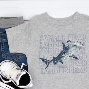 Hammer Head Shark Size Toddler Short Sleeve Tee, shark shirt for boy, toddler shark t-shirt, shark lover, ocean creature shirt for kids