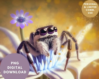 PNG Jumping Spider coneflower digital download for limited commercial use, pet spider lover, spooderville, spider fancier, arachnid breeders