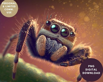 PNG Jumping Spider on leaf digital download for limited commercial use, pet spider lover, spooderville, spider fancier, arachnid breeders