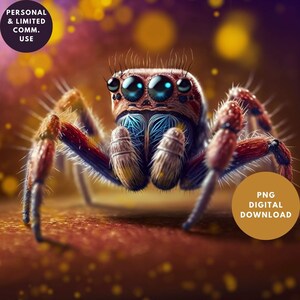 PNG Jumping Spider red digital download for limited commercial use, pet spider lover, spooderville, spider fancier, arachnid breeders
