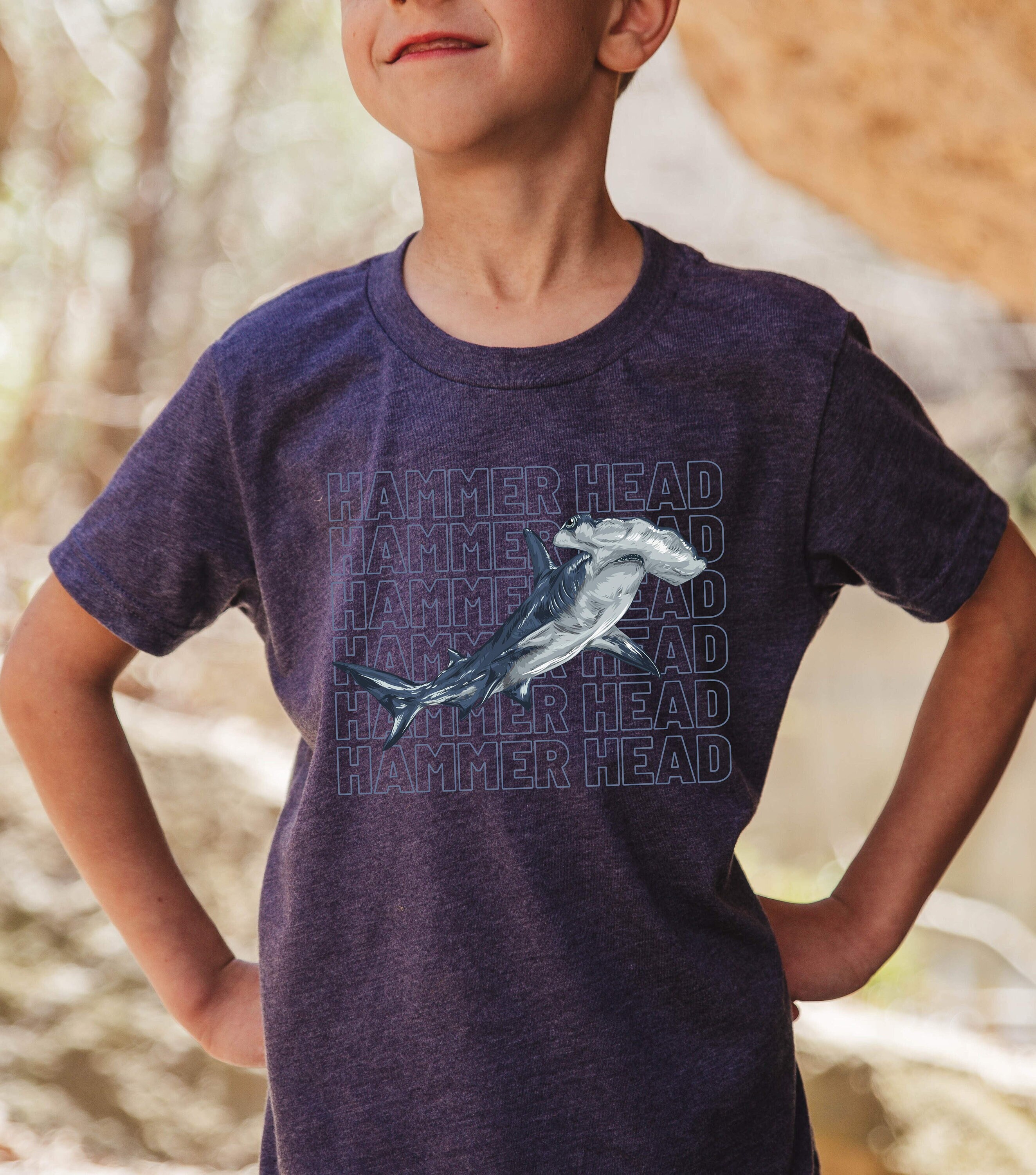 Hammer Head Shark by Size Youth Short Sleeve Tee, Shark Shirt for