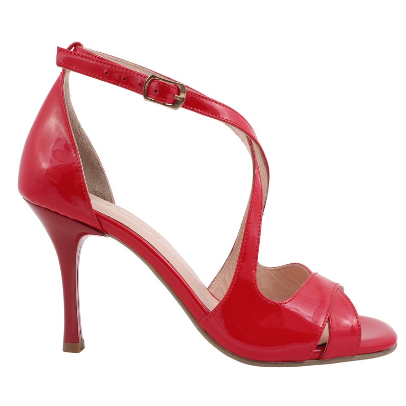 ADORNOS Red Shiny Cross High Shoes Band Heel Max 42 OFF