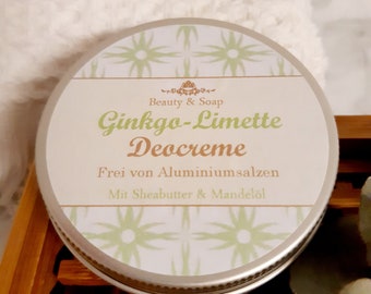 Deocreme Ginkgo-Limette 50ml vegan+alufrei Neu! Tiegel besteht aus 100% recyeltem Material
