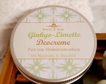 Deocreme Ginkgo-Limette 50ml vegan+alufrei Neu! Tiegel besteht aus 100% recyeltem Material