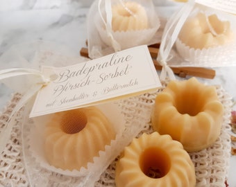 Badepraline Pfirsich-Sorbet mit Bio-Sheabutter und Buttermilch