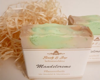 Seife Mandelcreme (Mayan Gold) - pflegende Körperseife - Mandelöl, Mandelmilch- vegan, ohne Palmöl