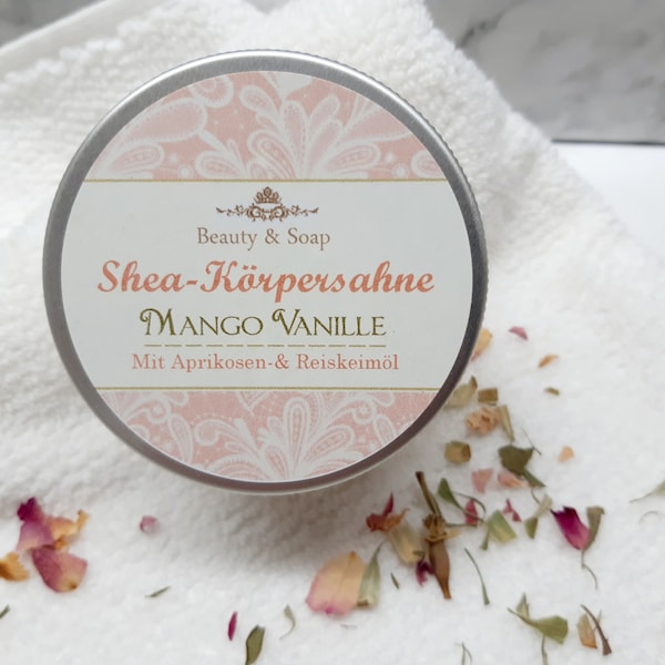 Sheasahne- Bodybutter Mango Vanille reichhaltige Bodylotion Vegan