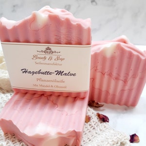 Soap Rosehip-Mallow, nourishing body soap, pink clay