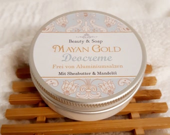 Deocreme Mayan Gold 50ml vegan+alufrei Neu! Tiegel besteht aus 100% recyeltem Material