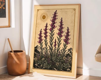 Elephant Head Wildflower Art, Colorado Wildflower Print, Purple Mountain Flower Wall Art, Rustic Botanical Decor
