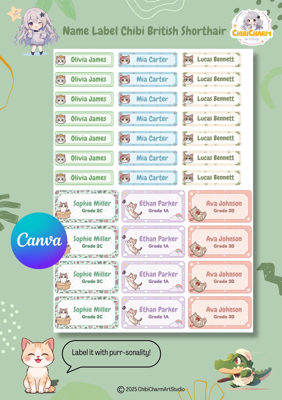 Photo inspiration: Visual Reference: Personalized Cute British Shorthair Cat Name Labels For Pets Custom