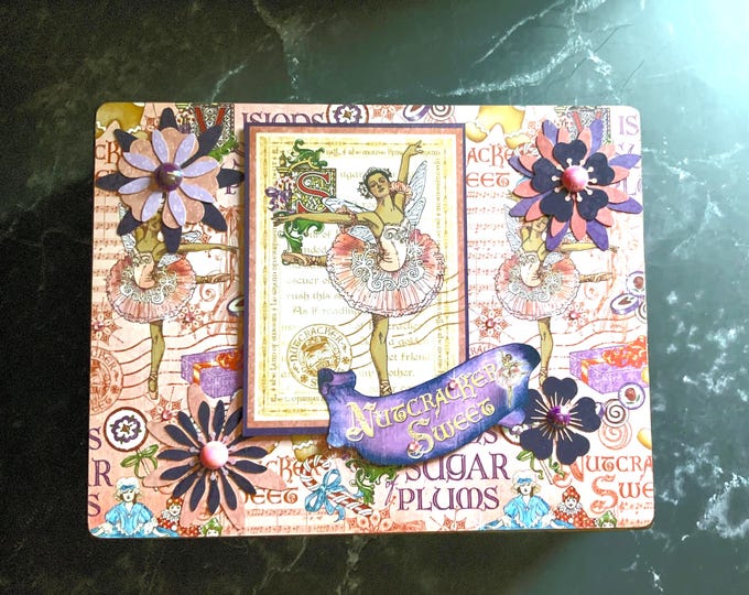 Nutcracker Sweet Decorated Cigar Box – Ballet Christmas Keepsake Box – Sugar Plum Fairy - Holiday Decor