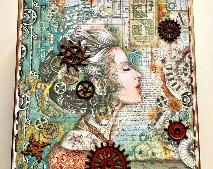 Steampunk Decorated Cigar Box, Repurposed Cigar Box, Embellished Box, Decorative Desk Storage, Upcycled Cigar Box, Aesthetic Altered Box