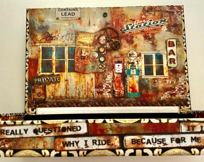 Rustic Car & Motorcycle Decor Box: Handmade Vintage Storage, Man Cave Decor