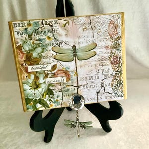 Dragonfly Keepsake Box: Vintage Music Sheet Art, Crystal Knob