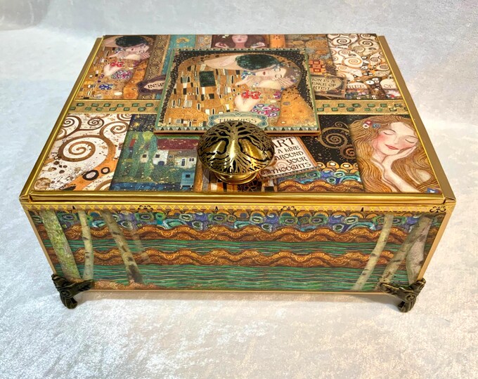Custom Gustav Klimt Keepsake Box – Art Nouveau Cigar Box, Handmade Storage Box, Free Shipping in US