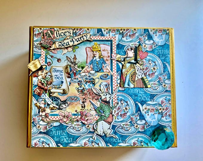 Alice’s Tea Party Keepsake Box – Graphic 45 Decorated Cigar Box