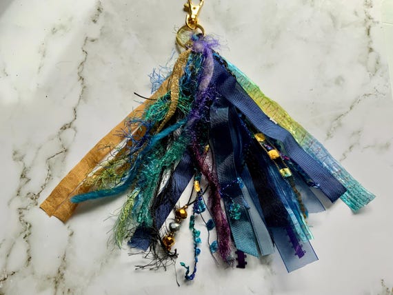 Bag Charm, Fiber Art Zipper Tassel, Junk Journal Tassel, Necklace Tassel, Tassel for Decor, Keychain Tassel, Backpack Tassel, Bible Tassel