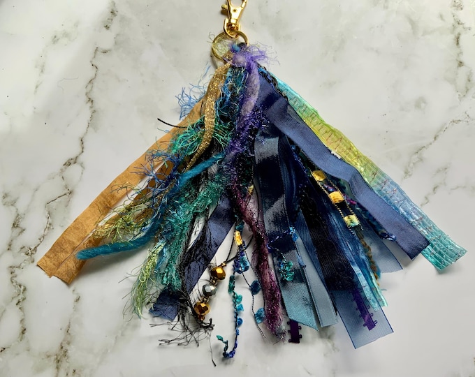 Bag Charm, Fiber Art Zipper Tassel, Junk Journal Tassel, Necklace Tassel, Tassel for Decor, Keychain Tassel, Backpack Tassel, Bible Tassel